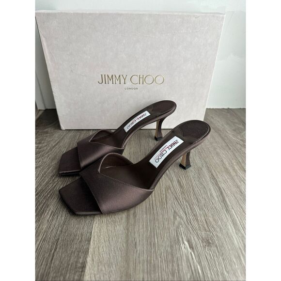 Jimmy Choo Skye 70MM Satin Sandals in Coffee Size EU36.5 $775 - Picture 8 of 14